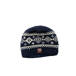 Roxy Navy Blue Fair Isle Knit Beanie Hat Fleece Lined Winter Ski Snow